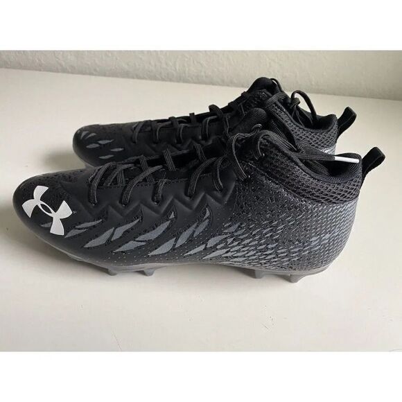 Men's Sz 12.5 Under Armour Spotlight UA Football Cleats Black 3023963-001 NEW - Picture 3 of 9